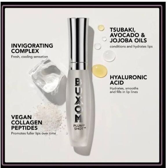 NIB~Buxom Cosmetics Plump Shot Sheer Tint Collagen Infused Lip Serum~Plush Peach - Picture 6 of 6